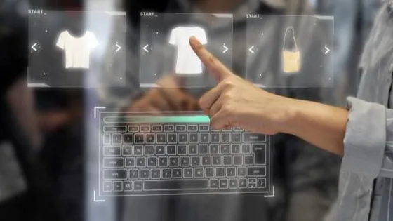 Shopper selecting products on a digital omnichannel retail interface